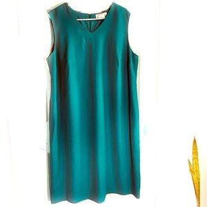 Harve‎ Benard Green Women’s Midi Dress Sz 18w V Neck, zip Back
